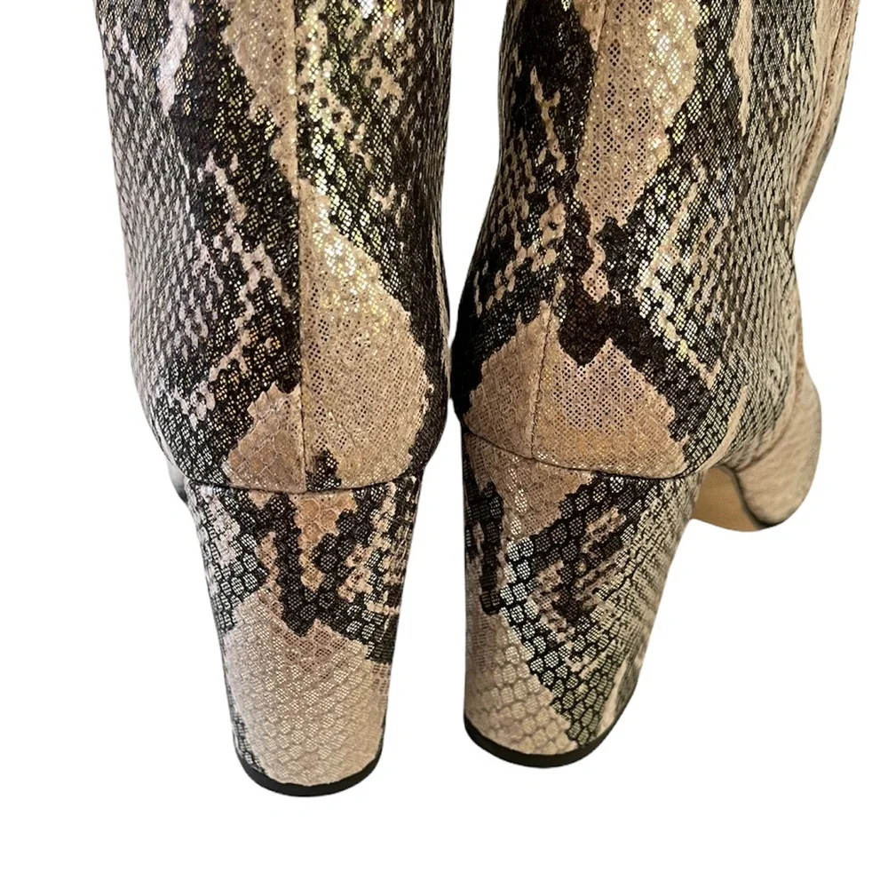 ***SOLD*** Paris Texas | Gold and Black Block Heel High Metallic Boots - Picture 14 of 15